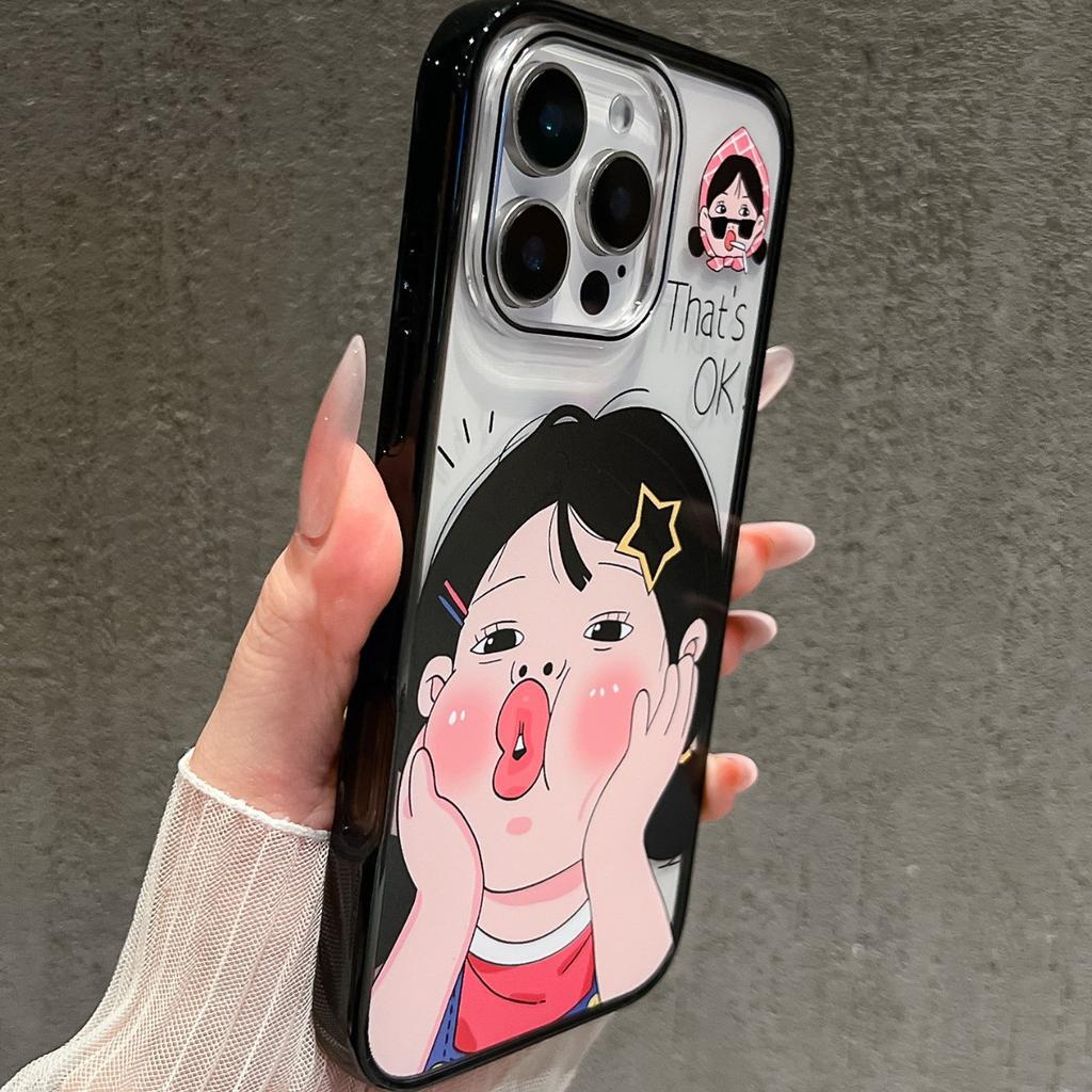 Pout Girl for Apple 17promax Mobile Phone Case New 16 Acrylic 14 Cartoon Cute 13 Anti-fall