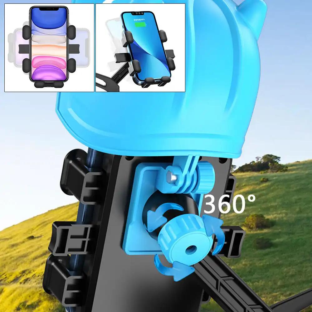 Cartoon Motorcycle Small Helmet Rider Mobile Phone Holder and Electric Bicycle Navigation MobilePhone Holder Waterproof Sunshade