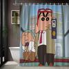 Шин-чан и Дораэмон и Друзья Большое Собрание Сцена Вечеринки 2D Печать Водонепроницаемая Шторка для Душа, Ярко-Зеленый Аниме Кроссовер