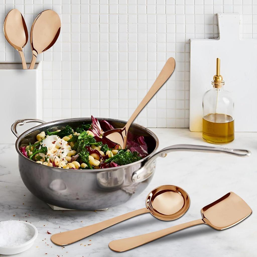 Набор из 5 сервировочных ложек из нержавеющей стали для обеденного стола/кухни, тяжелая толщина 1,8 мм