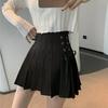 Women Mini Skirt High Waist Side Lace-up Pleated Skirt Solid Color A-Line Skirt with Lining Bottoming Shorts Streetwear