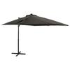 VidaXL Cantilever Garden Parasol with Pole and LED Lights, Patio Sunshade, Terrace Sun Shelter, Anthracite 312322