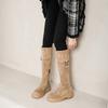 Сапоги Черный рыцарь Женские сапоги на молнии 24 Новые осенне-зимние сапоги цвета молочного чая Премиальные сапоги на плоской подошве