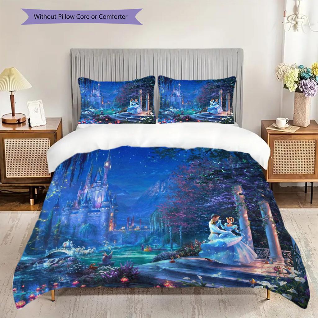 Castle Night Fantasy Threepiece Set 1 Duvet Cover 2 Pillowcase Without Core Soft And Comfortable Bedding Set Duvet Cover And Pillowcase