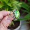 Green Copper Turquoise Handmade Designer Ring, 925 Silver Ring, Bohemian Ring, Oval Ring, Anniversary Gift, Solid Ring, Party Ring