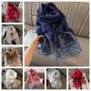 Pearls Silk Scarf Shawls Transparent Mesh Neck Scarves Luxury   Ladies/Girls