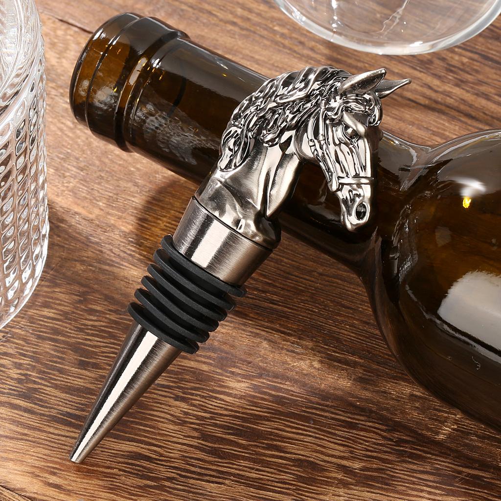 Exquisite Metal Horse Head Decor Wine Bottle Stopper with Black Bag Unique Wine Gift Bottle Stoppers Kitchen Bar Tools New 2025 5