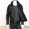 Spring and autumn new elegant men's motorcycle leather jacket, collared multi-zip men's leather jacket, large men's coat