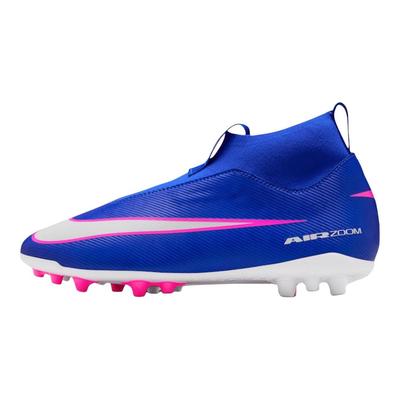 Младший. Mercurial Superfly 10 Academy AG High GS PS Синий гонщик Детские бутсы Белый FQ8308-446