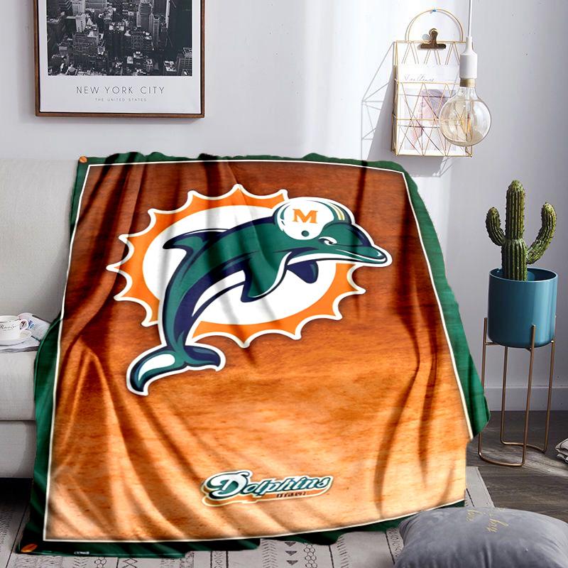 Dolphins Team Logo Artwork Blanket Lightweight Flannel Bedding Blanket Perfect for Travel, Camping, Living Rooms, Offices, Sofas, Fan Christmas gift