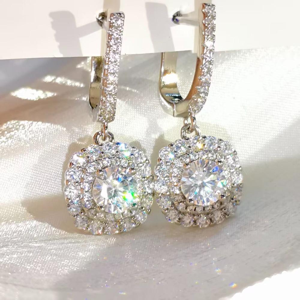 Серьги-гвоздики из стерлингового серебра 925 пробы, модные, роскошные, с блестящими цирконами, квадратные, для женщин, на день рождения, годовщину, свадьбу, элегантные ювелирные изделия