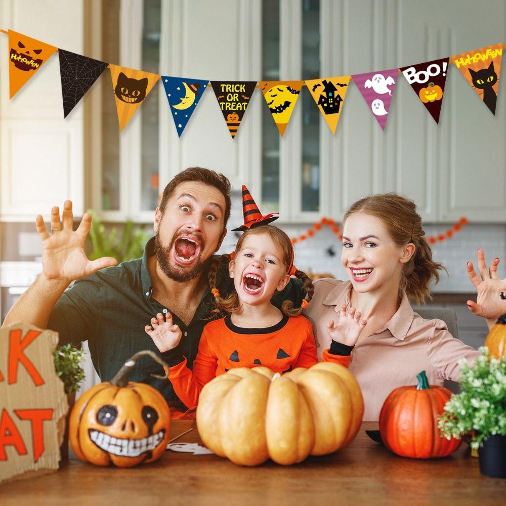 Bat Halloween Birthday Flags Ghost Ghost Decor Flag Creative Witch Pumpkin Pull Flags  Scene Layout