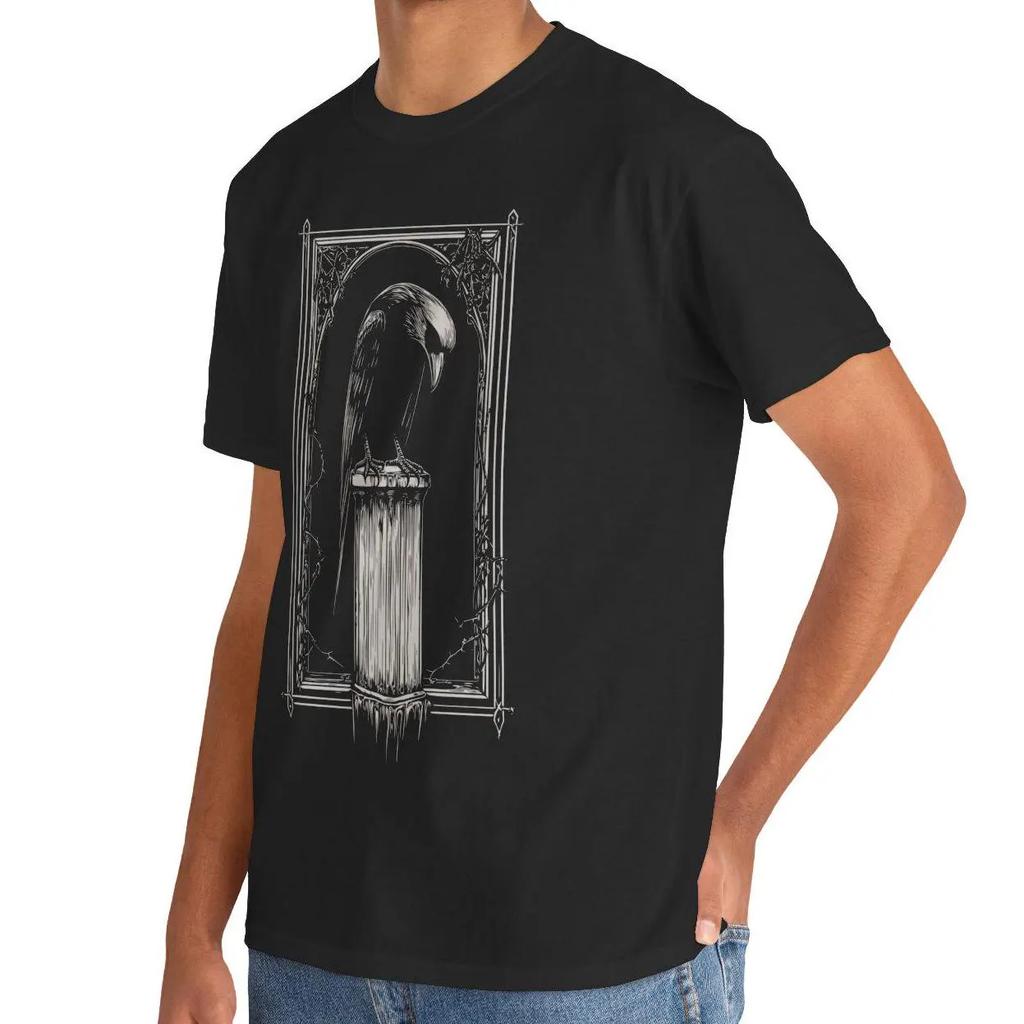 Raven Gothic Shirt, Dark Academia Crow Edgar Allan Poe T Vintage Graphic Ink Bird Art Occult Aesthetic Literary Witchy Goth Tee
