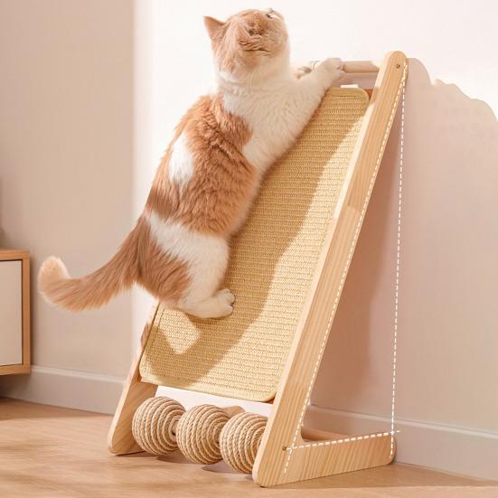 Наклонная когтеточка из сизаля, наклонная рампа для когтей, наклонная когтеточка с шариками для домашних кошек и котят, защита домашней мебели