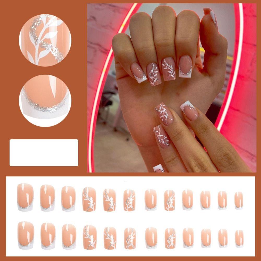 Nail Tips DIY Press on Nails Medium Length Wearable French Fake Nails