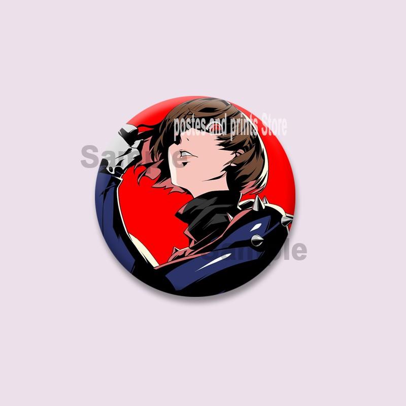 Game P-Persona 5 Round Badges Ann Takamaki Ren Amamiya Button Pins Bag Clothing Decorations Brooch Collectibles Jewelry Gifts