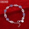 925 Sterling Silver Purple AAA Zircon Bracelet Fashion Wedding Jewelry