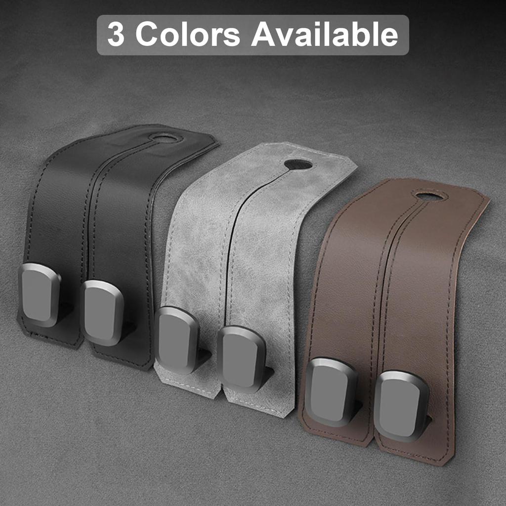 Elegananccy 2 Pack Double Car Seat Headrest Hooks, Leather Car Purse Hanger Holder For Bags, Cars Organizer And Storage Accessories For Women(Black)