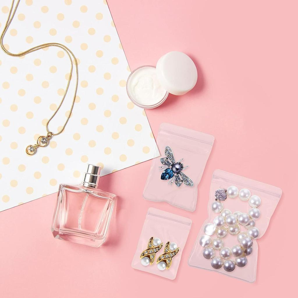 PVC Jewelry Bag Clear Plastic Zipper Self Adhesive Rings Earrings Storage Pouch Jewelry Transparent Lock Bags for Holding Jewelries