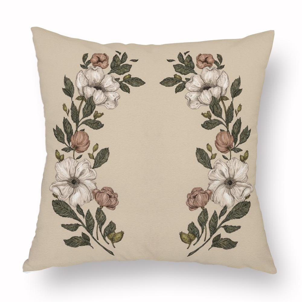 Наволочка с цветком лисы, подушка с принтом черепа животного, диван, мягкая наволочка в стиле ретро, ​​наволочка для гостиной, спальни, домашнего декора