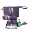 6-Piece Travel Organizer Gift Set | Purple Toiletry Pouch, Pocket Diary, Luggage Tag, Keychain, Bamboo Pen & Sunglass Case, Handmade