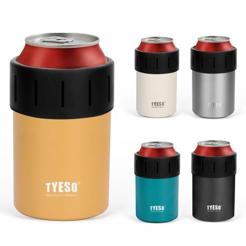 TYESO Tumbler Can Holder, Keeps 350ml Cans Cold and Warm, Non-Slip, Vacuum Insulated (Yellow, 350ml)