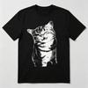 Черная футболка с графическим принтом кота в полутонах Streetwear