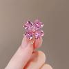 Delicate Pink Lucky Four Leaf Clover Brooches For Women Girls  Lapel Pin Wedding Clothing Decoration Jewelry Gifts