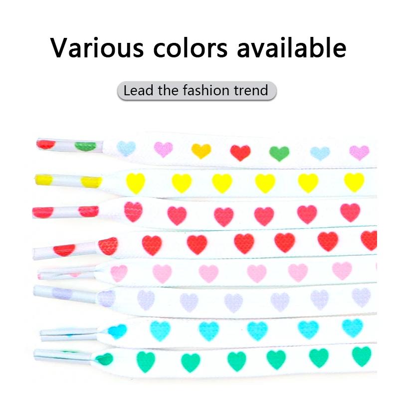 Плоские шнурки с сердечками для кроссовок, повседневные высокие холщовые шнурки для обуви для AF1/AJ1, женские мужские шнурки, аксессуары для обуви