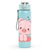1PC Cute Pink Piglet 750ml Color Plastic Sports Water Bottle Leakproof Flip Straw Lid Suitable for Sports Office Home Use