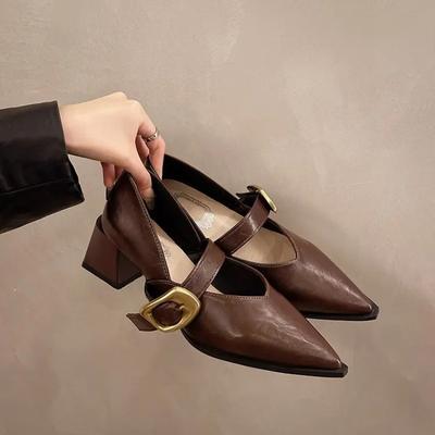 Дизайнерские туфли Мэри Джейн на высоком каблуке с острым носком, женские туфли из искусственной кожи, удобные весенне-летние платья, сексуальные женские туфли