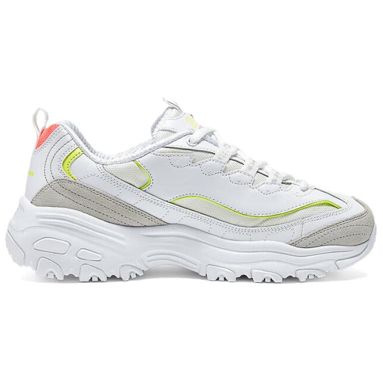 Skechers DLites Удобные Универсальные Низкие Папины Кроссовки Женские Белый Желтый 150231-WNPL