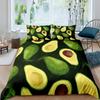 Комплект постельного белья с фруктами, милый мультяшный декор в виде авокадо, комплект из 3 предметов постельного белья с 2 наволочками, размер Queen King, полный размер, цвет паприка зеленый