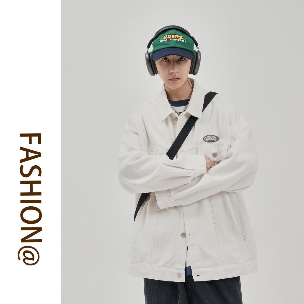 Зеленая джинсовая куртка для мужчин, осень, новая мода, большой размер, повседневная, свободные лацканы, рабочая джинсовая куртка для мужчин