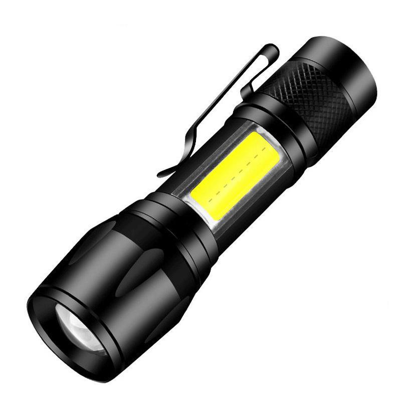 511 Mini USB Rechargeable LED Flashlight with COB Telescopic Zoom and Logo Printing