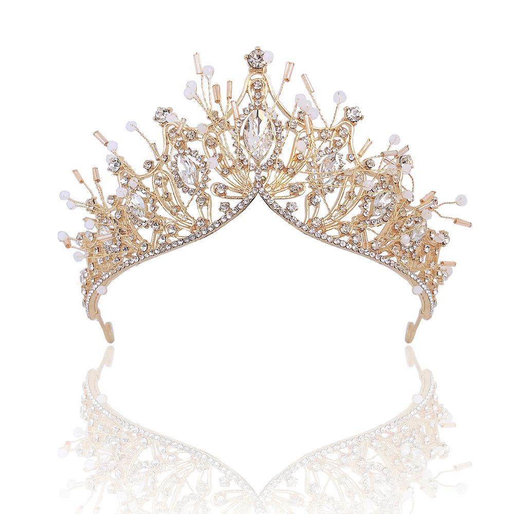 Handmade Baroque Hair Accessories Crown Children's Atmospheric Crystal Headdress Alloy Crown