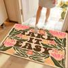 Boho Floral "Take It Easy" Quote Non-slip Carpet Washable Door Mat for Entryway Relaxing Home Decoration