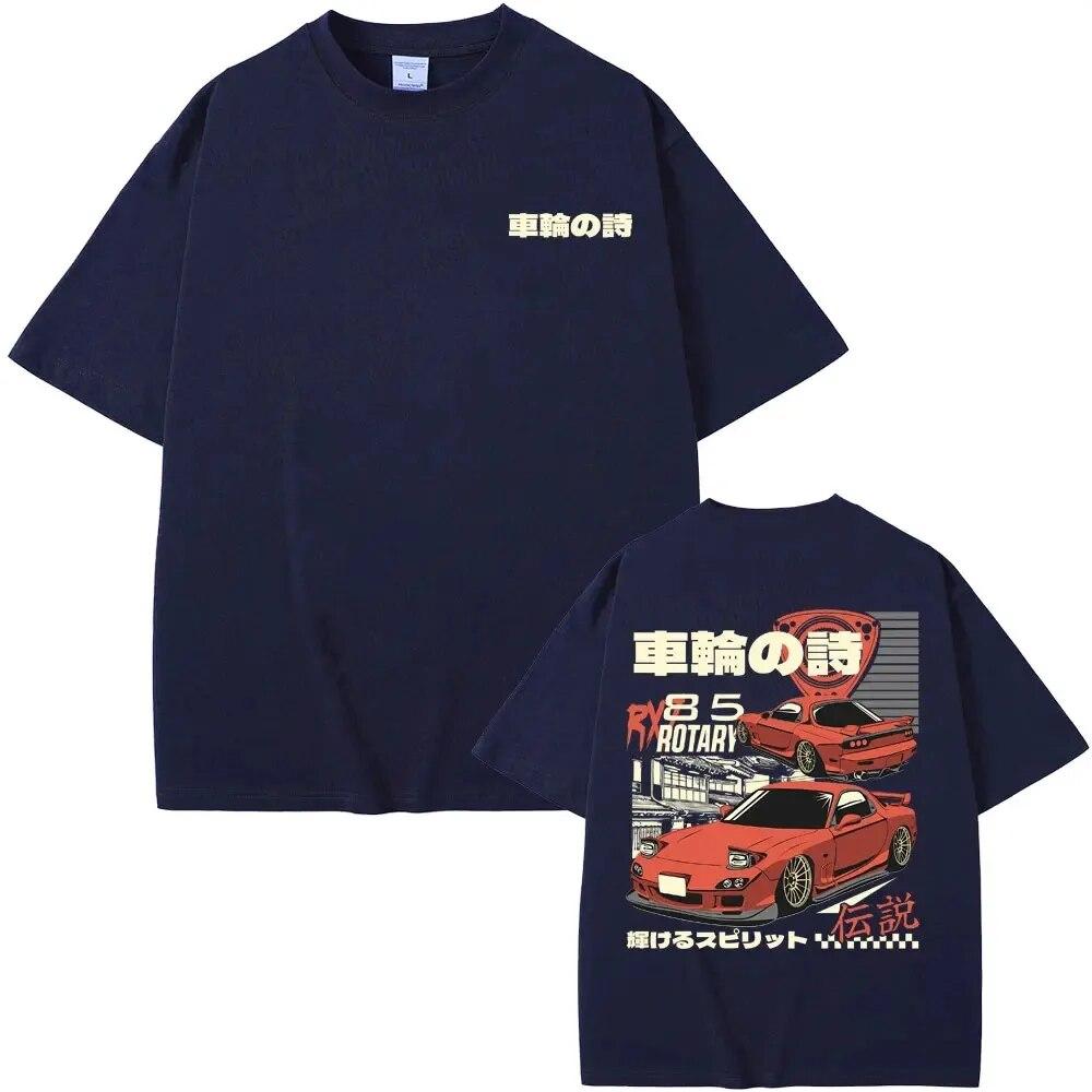 Аниме Initial D Drift AE86 футболка с двусторонним принтом RX-7 R34 Skyline GTR JDM футболка унисекс винтажные футболки большого размера в стиле Харадзюку