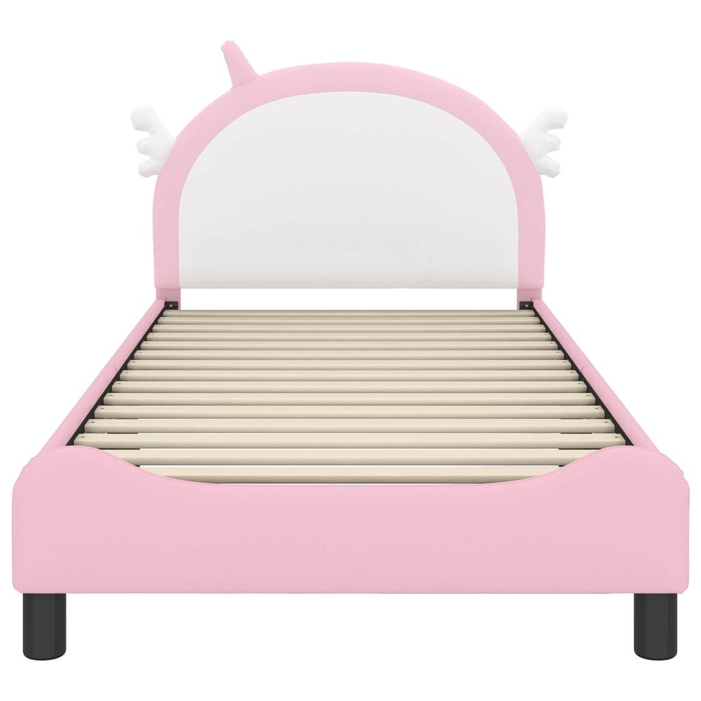 Kids Bed Frame with Headboard Pink 90 x 190 cm PU