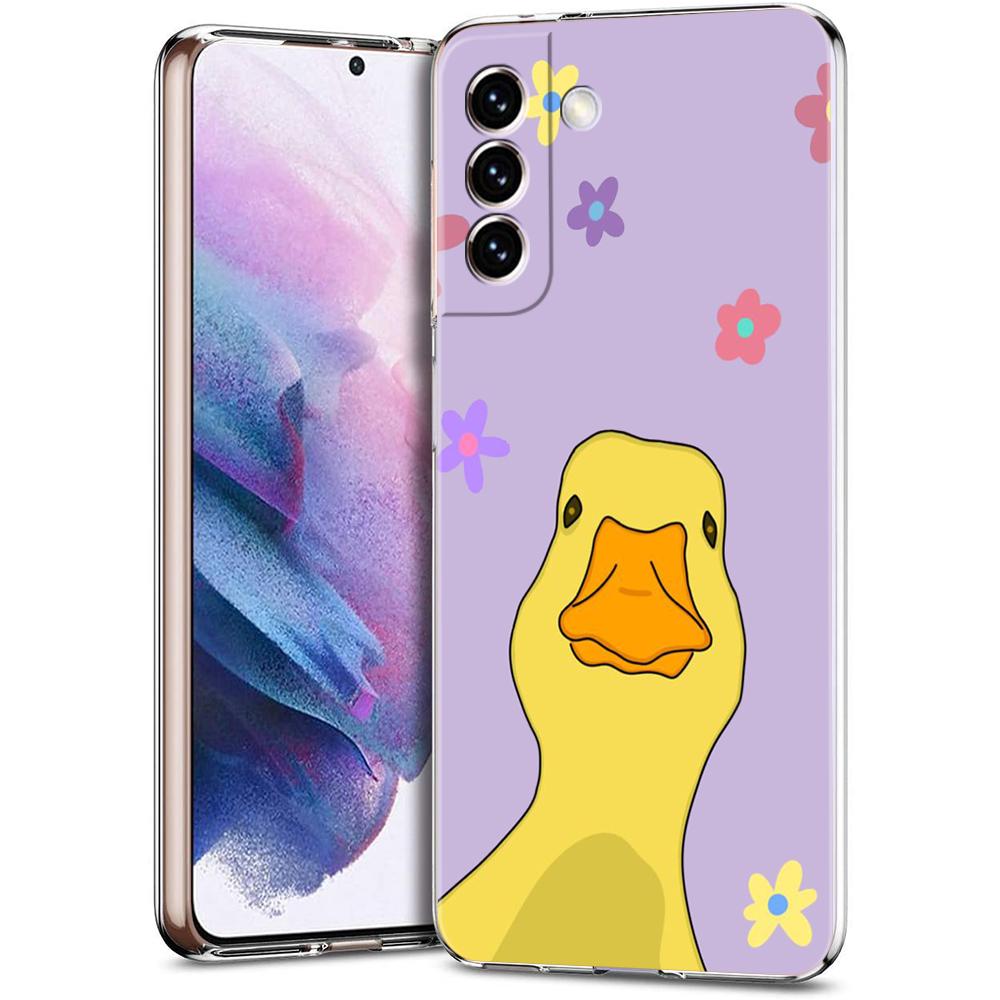 Милый Мультяшный Утенок Чехол для Телефона Для Samsung Galaxy S24 Ultra S23 FE S22 S20 S21 5G S10 S9 Plus S10E S8 Мягкий Силиконовый Прозрачный Чехол