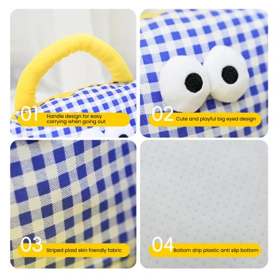 Pet Nest Bed Cartoon Style Striped Plaid Print Non-Slip Bottom Small-Medium Dogs Cats Nest Three-sided Embrace Pet Bed