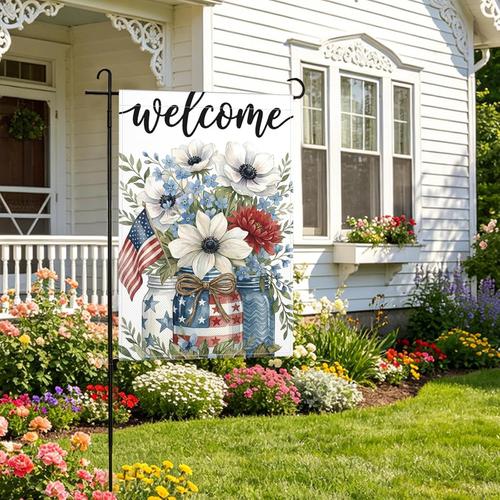 4Th of July Garden ag - 12 X 18 Inch Fade-Resistant Double Sided Welcome Vase 726084225138 AAV