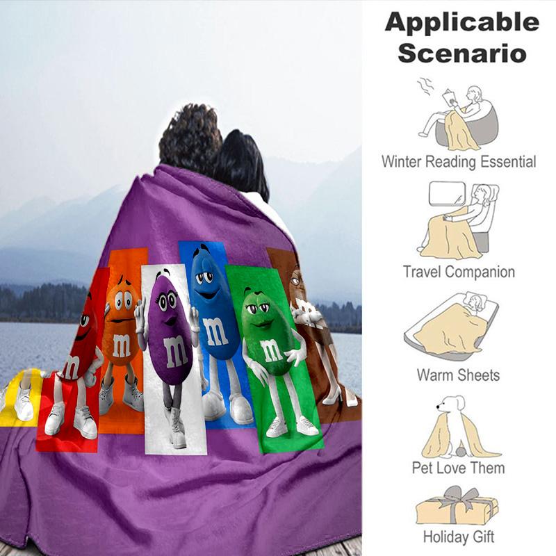 M Bean Blanket Flannel Throw for Sofa, Travel, Camping, Livingroom, Office, Chair and Bed Soft and Warm Holiday Birthday gifts
