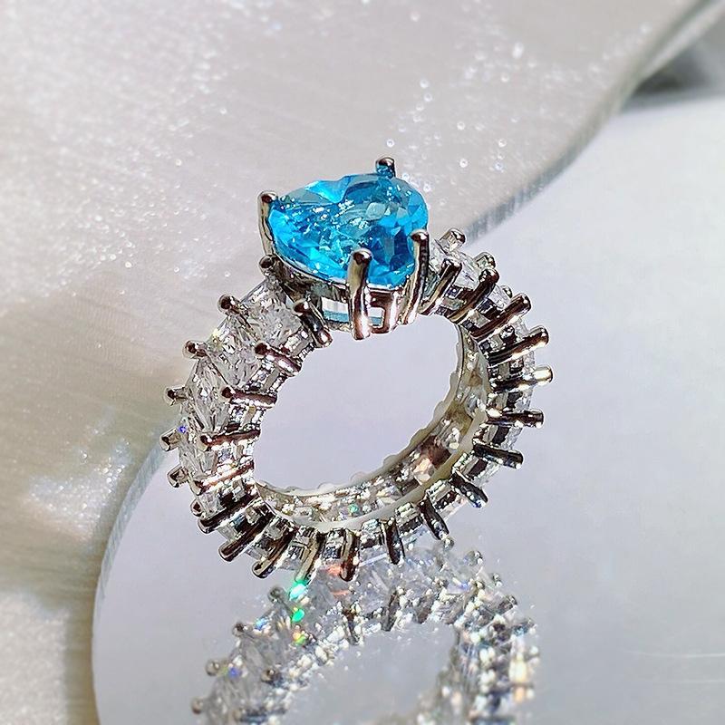 Кольцо Aquamarine Toppa Morgan Powder Moissan Square Diamond High Carbon Zircon, женское модное легкое роскошное кольцо, ювелирные изделия