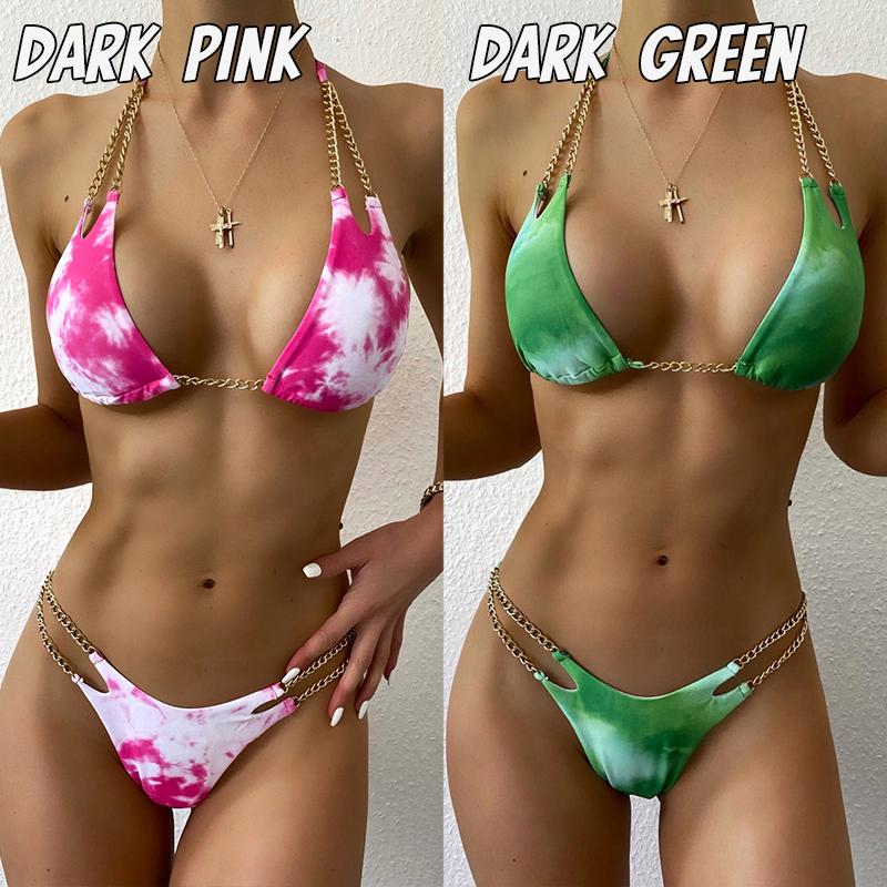 Two-Piece Gold Chain Triangle Half Cup Sexy Bikini Women Swimwear Women Swimsuit Padded Bathing Suit
