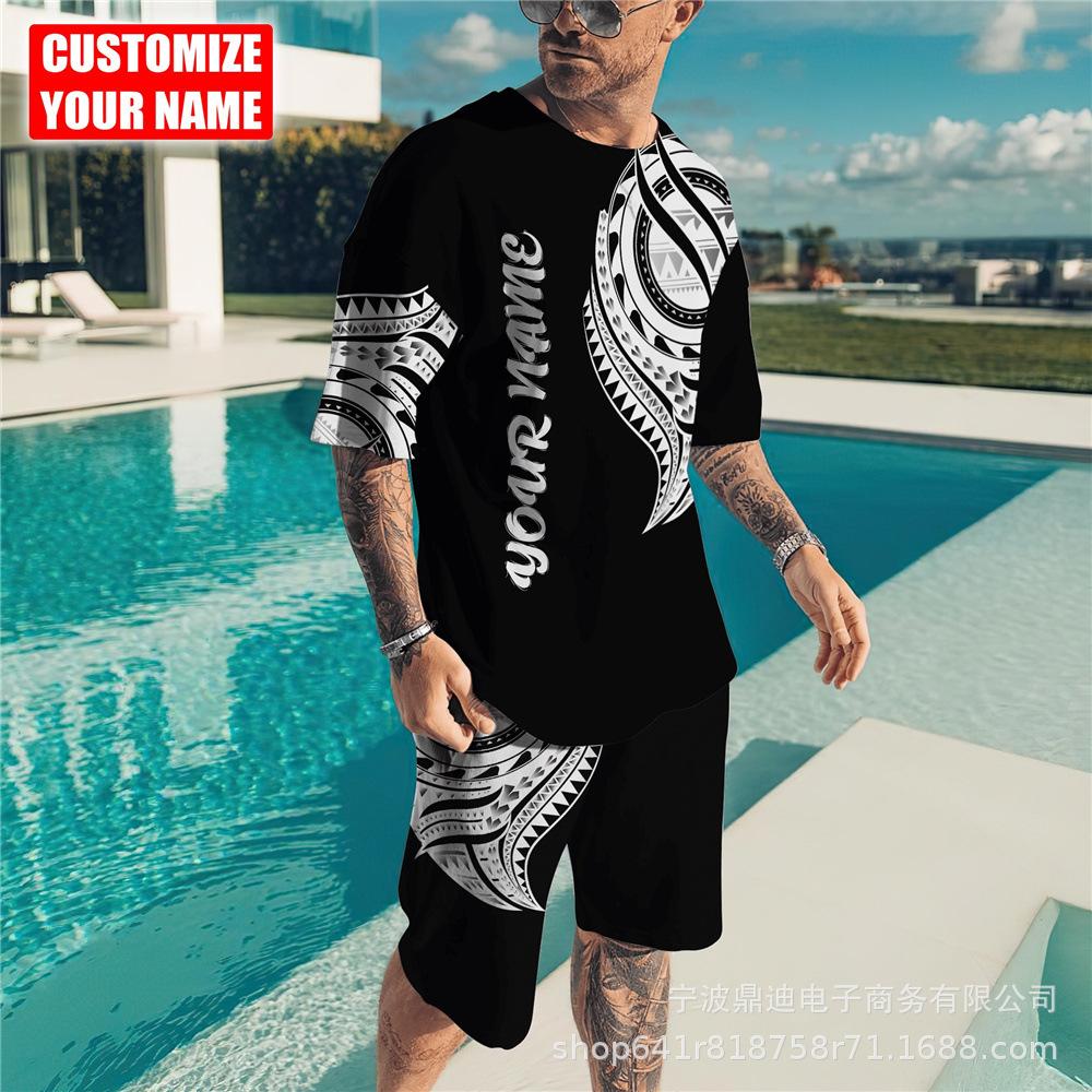 Летняя мужская футболка с 3D принтом и круглым вырезом, шорты с короткими рукавами, комплект из двух предметов, модная повседневная классная уличная одежда, спортивный костюм большого размера