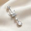 Zinc Zinc Alloy Drop Navel Piercing Ring Zircon Crystals Dangled Navel Ring  Women