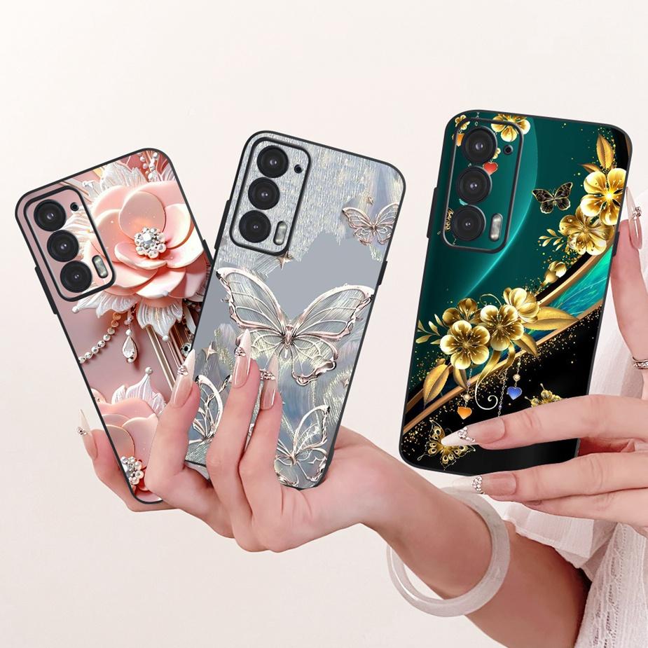 For Motorola Edge 20 Pro Case New Flower Butterfly Painted Cover Soft Silicone Case For Motorola Edge 20 Lite Edge20 Fusion Bags
