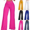 Women's Hollow Belt Trousers Temperament Flared Trousers High Waist Casual Wide Leg Pants