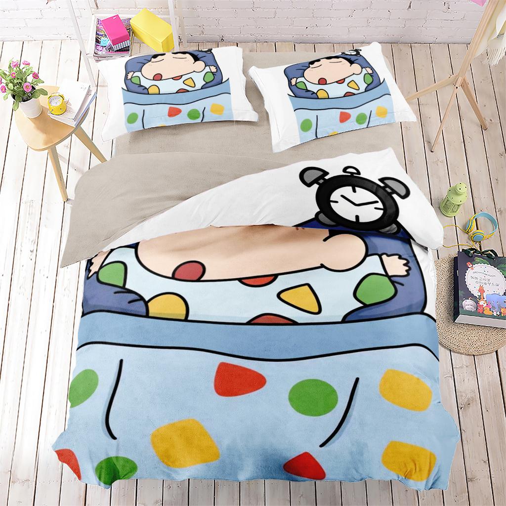 Мультяшный комплект постельного белья Crayon-Shin-Chan с аниме-принтом Шин-чана Пододеяльник Наволочка 2/3 шт. Покрывало для подростков и взрослых